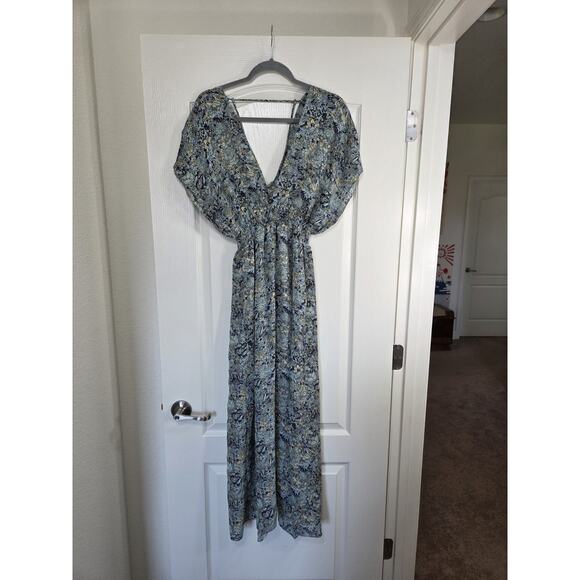 Maje Rachelli Blue Floral Chiffon Ruffled Elegant Midi Dress, Size Small (36) - Picture 10 of 15